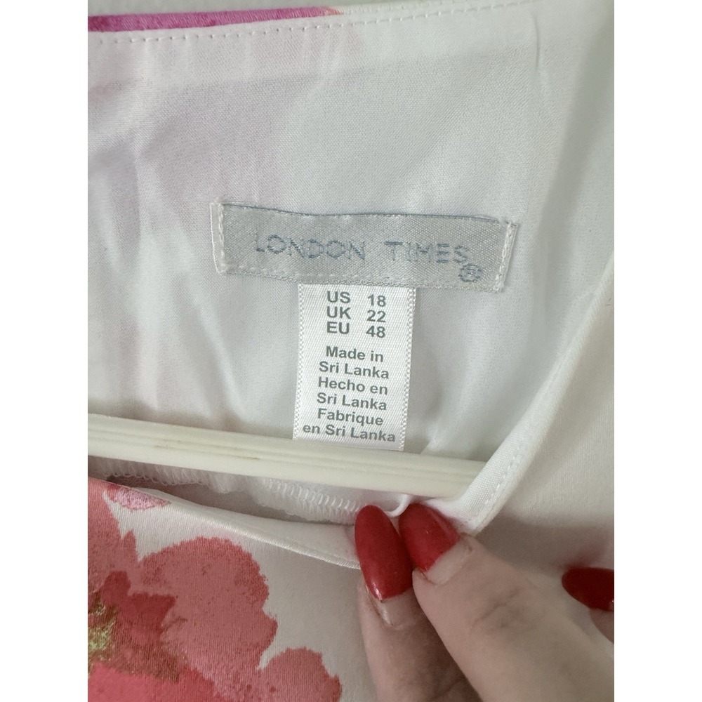 London Times Sleeveless Floral Sheath Dress Size 18 Derby Wedding Spring Summer - Picture 5 of 7